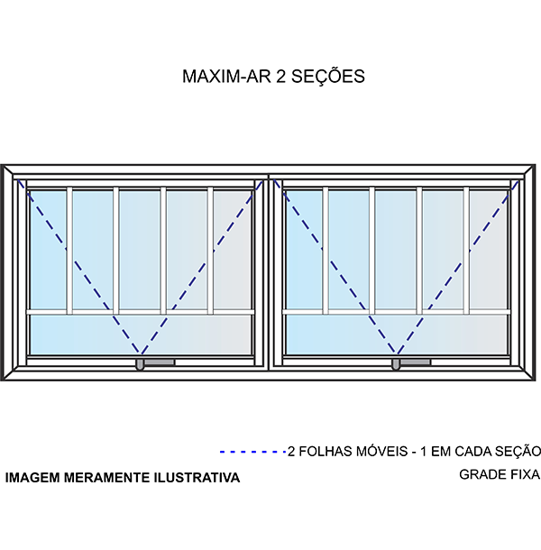 Janela Maxim-Ar 2 Seções com Grade